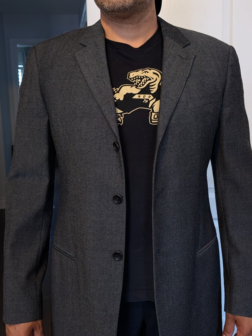 Armani Collezioni Tall Men's Charcoal Gray Wool Sport Coat Blazer Made In Italy